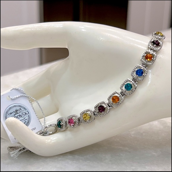 Jewelry - SWAROVSKI Multicolor Crystal Silver Link Bracelet